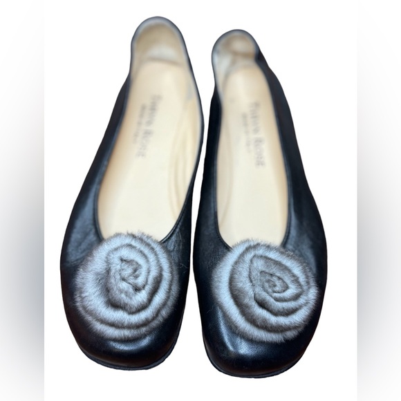 Taryn Rose Chinchilla Fur Ballet Flats Italian shoes luxury leather MSRP $495 - Picture 1 of 7